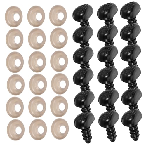 VILLCASE 100 Sätze Schwarze Nasen für Herstellung von Plüschspielzeugen mit Unterlegscheiben für Amigurumi Puppen und DIY Projekte für Basteln von VILLCASE