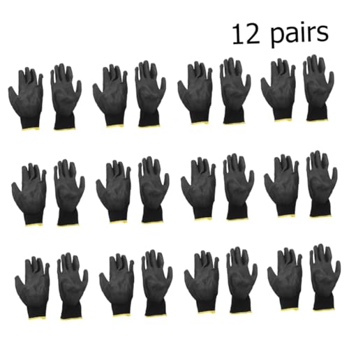 VILLCASE 12 Paar Antistatische Nylonhandschuhe Arbeitsschutz Pu beschichtet Mechanische Schutzhandschuhe Unisex S Ölbeständig Rutschfest Leicht und Elastisch von VILLCASE