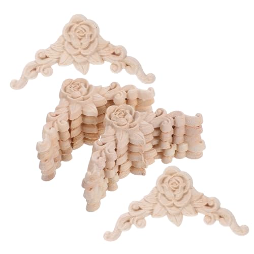 VILLCASE 12 Stück Teiliges Unbemalte Holzapplikationen mit Geschnitzten Rosen Eckdetails Elegante Europäische Möbel-eckdekoration Diy-holzverzierung für Türen Schränke Betten und Wände von VILLCASE