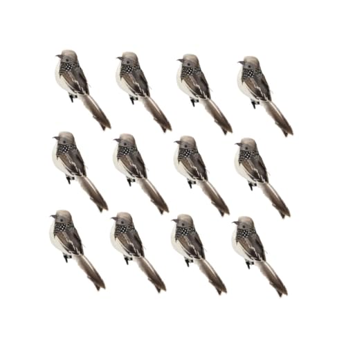 VILLCASE - Langlebige Künstliche Spatzenvogelmodelle 12er-Pack Perfekt Für Garten Zuhause Büro (grau) von VILLCASE