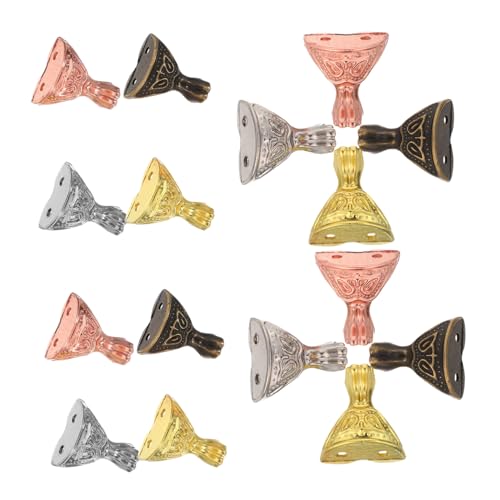 VILLCASE 16 Stück Teiliges Bronze Möbelbeine Vintage Füße für Kommoden Schrankfüße Metallfüße mit Kratzschutz und Robustem Design für Schmuckkästchen und Holzboxen von VILLCASE