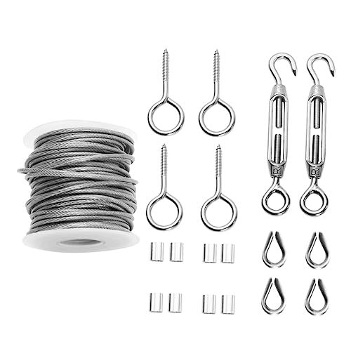 VILLCASE 19 Stück Teiliges Drahtseil Set mit Nylonbeschichtetem Seil und Spannschloss für Garten und Diy Projekte Rostbeständig und Installieren von VILLCASE
