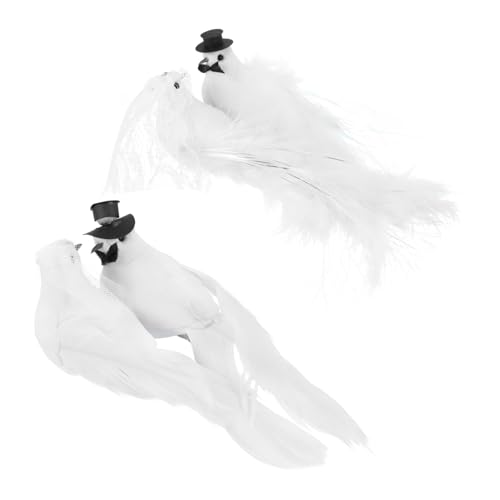 VILLCASE 2 Paar Paar Tauben künstliche weiße Vögel Heimdekorationen hochzeitsdeko hochzeits Dekoration Paar Spielzeuge Modelle Taube Spielzeug realistische Tauben Feder Requisiten Liebhaber von VILLCASE