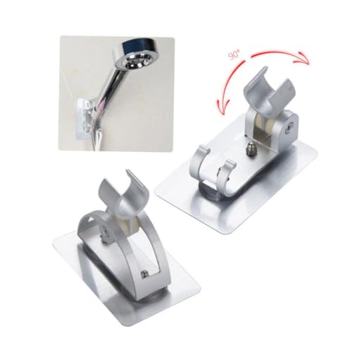 VILLCASE 2 STÜCK Verstellbare Duschkopfhalterung aus Space Aluminium Frei Positionierbar ohne Bohren mit Halter und Haken Langlebige Sprühkopf basis für Bad Zuhause und Hotelgebrauch von VILLCASE