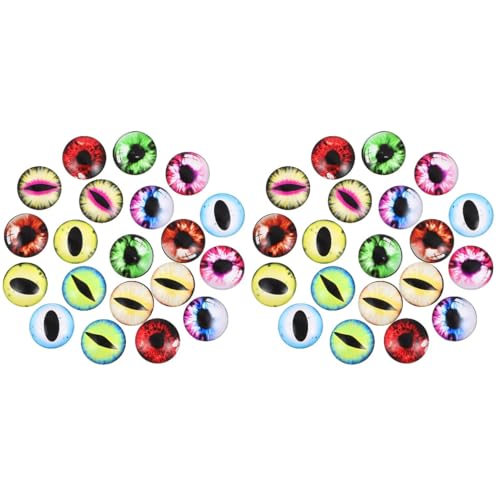 VILLCASE 2 Sätze Augen Tonperlen Set Puppe Kuppel Kamee Perlen Kits Loom Bands Bastelverzierungen Ornamente Fake DIY Miniatur des Deckels Runde Cabochons Augen Glas 20 Stück * 2 von VILLCASE