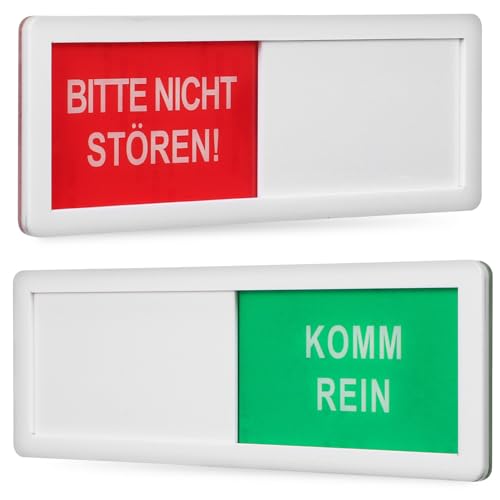 VILLCASE 2 Stück BITTE NICHT STÖREN - KOMM REIN Türschild, Acryl-Kunststoff Privatsphäre Türschild mit Schieber, 18x6x0,5cm Selbstklebend Bitte Nicht Stören Schild für Büros, Heim von VILLCASE