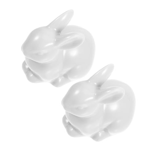 VILLCASE 2 Stück Dekorative Keramik Bunny Schraubenkappen Hasenform für Badezimmer Einsetzbar und Langlebige Toilette Deko von VILLCASE