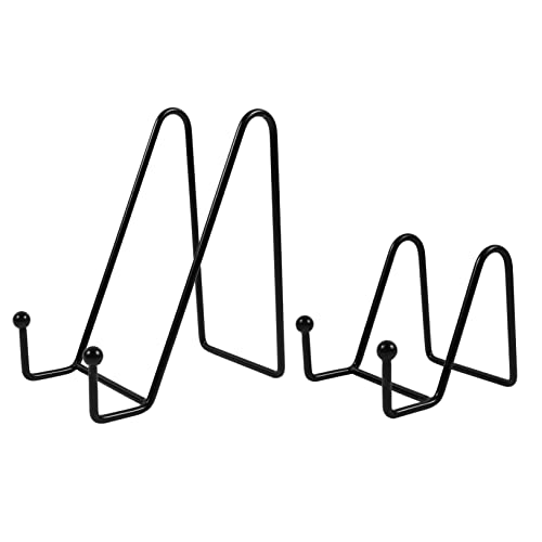 VILLCASE 2 Stück Metall Display Ständer Stabile Buchstütze und Tellerhalter Schwarzes Nordisches Design Praktisches Aufbewahrungsregal für Fotos Platten Notizen Robust und Verschleißfest von VILLCASE