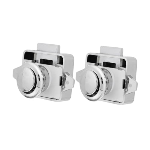 VILLCASE 2 Stück Metall Druckknopf Schloss Schlüssellose Push Button Verriegelung für Wohnmobil Schranktüren Camper Trailer Türsicherung Langlebig Robust Sicher von VILLCASE