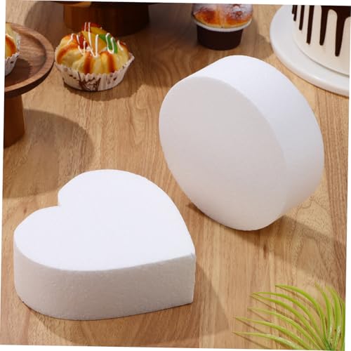 VILLCASE 2 Stück Teiliges Schaumstoff Kuchen Dummy Herz Rundform zum Üben von Tortendeko Stilvolle Cake Modellierung für Geburtstag Taufe Backzubehör und Kreative Tortengestaltung von VILLCASE