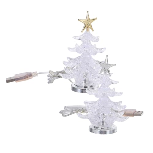 VILLCASE 2 Stück USB Betriebene Mini Weihnachtsbaum Lampen Robustem Farbige LED Farbwechsellichter Kompakt und Leicht als Tischdekoration und Nachtlicht für Schlafzimmer und Festtagsfeiern von VILLCASE