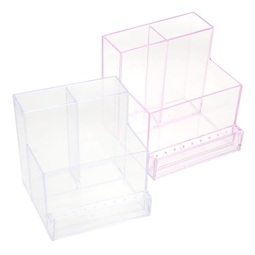 VILLCASE 2 Stücke Mini Nagelfräser Bits Organizer Acryl Transparent Aufbewahrungsbox Nagelbohrer Halter Ständer für Maniküre Werkzeuge von VILLCASE