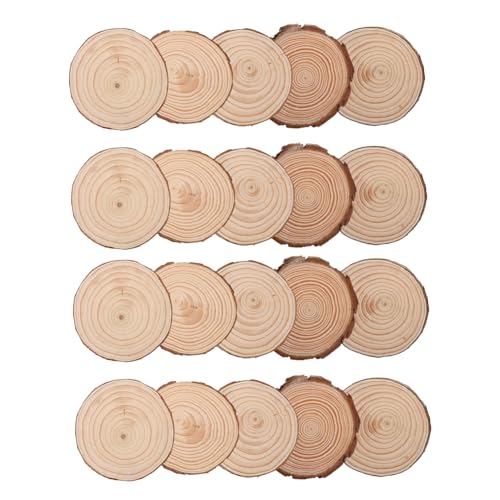 VILLCASE 20 Stück Unfertige Runde Holzscheiben für Diy Bastelprojekte Malen Untersetzer und Rustikale Hochzeitsdekorationen von VILLCASE