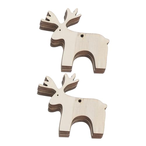 VILLCASE 20 Stück Unvollendete Holzornamente Rentierform für Diy Bastelprojekte Weihnachtsbaum Hängedekorationen für Festliche Anlässe von VILLCASE