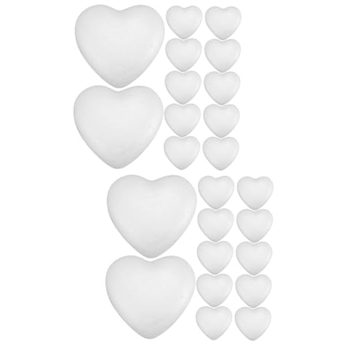 VILLCASE 24 STK Liebe Schaum weißer Embryo Modelle von Herzfiguren Schaumkugel basteln Hochzeitsdekoration Bastelmaterial für Kinder Kunsthandwerk Girlande unfertige Schaumkugel Herzkugeln von VILLCASE