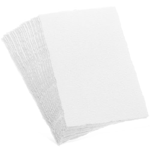 VILLCASE 25 Blatt A5 Handgefertigte Karten mit Büttenrand, Handgeschöpftes Papier 300g 4x6 Zoll, Büttenpapier Blanko für Malen, Zeichnen, Skizzieren, Weißes VILLCASE 25 Blatt A5 Handgefertigte Karten mit Büttenrand, Handgeschöpftes Papier 300g 4x6 Zoll, Büttenpapier Blanko für Malen, Zeichnen, Skizzieren, Weißes von VILLCASE