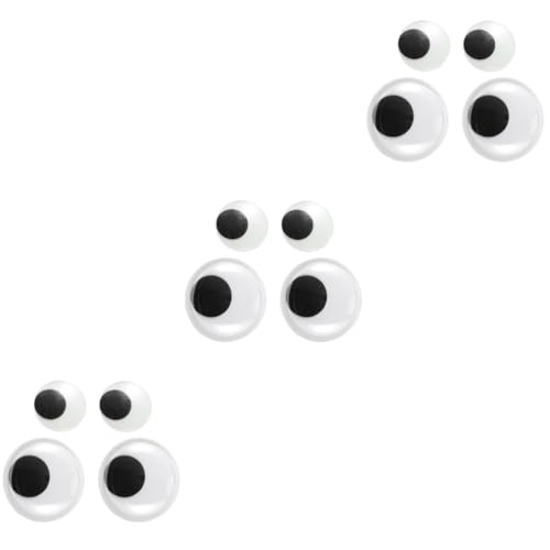 VILLCASE 3 Sätze 4 STK Schwarze und weiße Augen kühlschrankdeo kühlschranklampe kühlschranck schneiender Tannenbaum Puppenbrille sensorisches wackelnde Augen Glubschaugen Plastik von VILLCASE