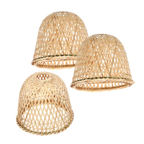 VILLCASE 3 Stück Handgefertigter Retro Lampenschirm Wicker Pendelleuchte für Rustikale Inneneinrichtung für Schlafzimmer und von VILLCASE