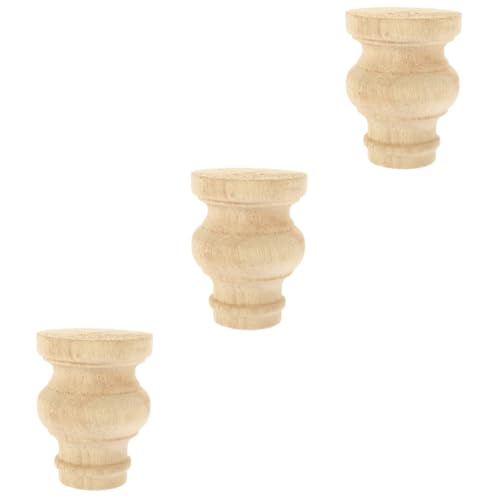 VILLCASE 3 Stück Möbelbeine Couch Füße Schrankbeine Ersatz-sofabeine Sofa Ersatzbeine Möbelfüße Form Fuß Couch Beine Modern Kommode Khaki Holz von VILLCASE