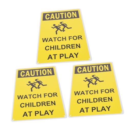 VILLCASE 3 Stück Warnschild Achtung Verkehrsschild für Nachbarschaften und Parks Wetterfest und Langlebig Sicherheitshinweis für Langsames Fahren von VILLCASE