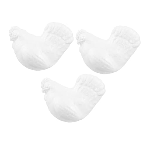 VILLCASE 3 Stück falsches Huhn Party Spiele Hühnerdekor Hähnchen-Modell- Hängendes Ornament Hahnstatue lebensechtes Huhn Hühnerfigur Hahn-Partydekorationen Schaum Weiß von VILLCASE