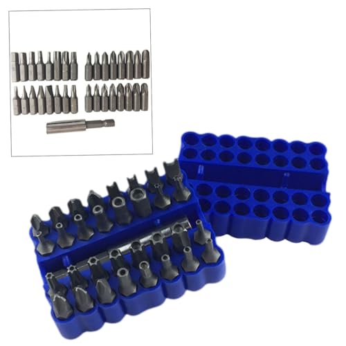 VILLCASE 33 Teiliges Sicherheitsbit set mit Magnetischem Bithalter Langlebige Stern schraubendreher bits Vielseitige Verlängerungsbits für Kabellose Schrauber und Zufällige Farbe von VILLCASE