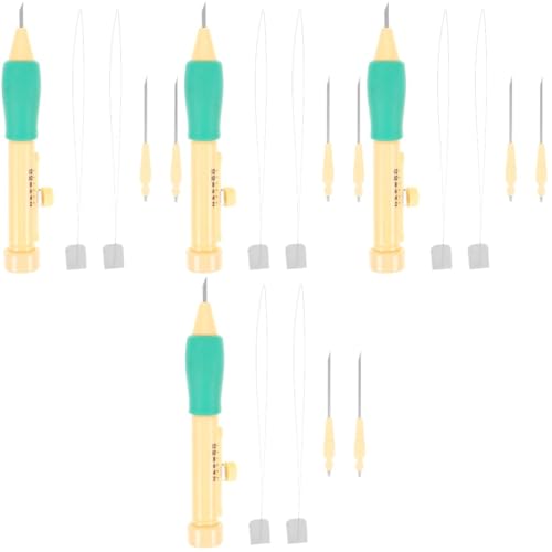 VILLCASE 4 Sätze Punch Needle Set DIY Stanznadel Set für Stickerei Geeignet für Anfänger mit Ergonomischem Griff für Stoffe Wie und Dünne Materialien für Kissen Vorhänge und Mehr von VILLCASE