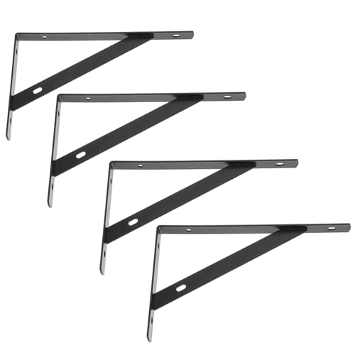 VILLCASE 4 Stück Faltbare Regalhalterung Schwarze Wandregal Robustem Material Multifunktional für Feuerholzöfen und Wandregale Platzsparend und Tragbar von VILLCASE