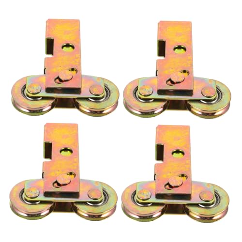 VILLCASE 4 Stück Schiebetürrollen Türscheibenrad Glastürräder Universal Türrolle Schiebetürrad Schiebetürscheiben Schranktürräder Schieberäder Goldenes Verzinktes Eisen von VILLCASE