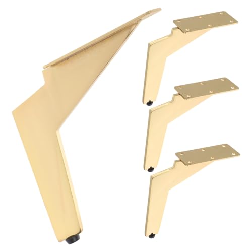 VILLCASE 4 Stück Teiliges Möbelfüße aus Metall Höhe Goldfarbene Moderne Dekorationsbeine für Sofas Couchtische und Tv-schränke Seitlich Montierbare rutschfeste Unterstützung für Stabiles von VILLCASE