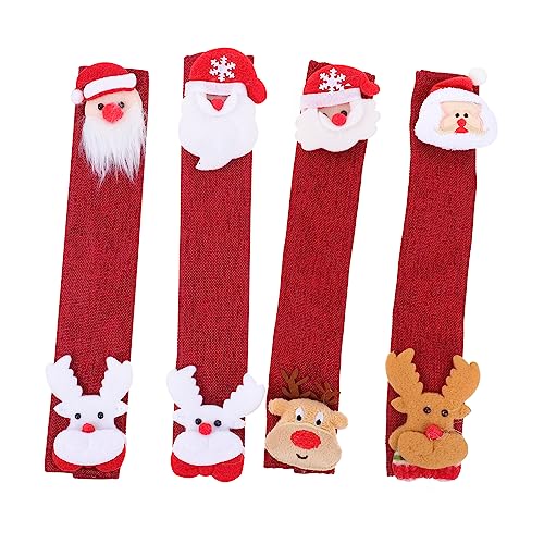 VILLCASE 4 Stück Teiliges Weihnachts Kühlschrankgriffbezug Dekorative Ofenknopf Abdeckungen für Kühlschrank Mikrowelle und Küchenschränke Stilvolle Weihnachtsküche Deko von VILLCASE
