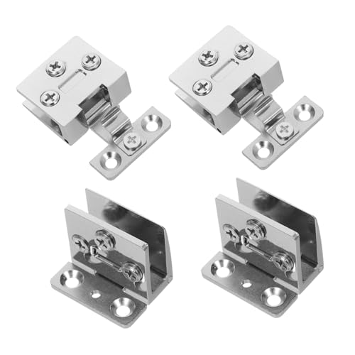 VILLCASE 4 Stück Türscharniere für Glasschränke Lochfreies Design für Gehärtetes Halterungen für Vitrinen Weinschränke und Einfache Installation Geräuscharm und Robust von VILLCASE
