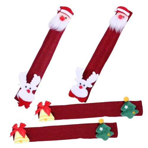 VILLCASE 4 Stück Weihnachts Kühlschrank Griffabdeckungen Teiliges Schutz für Kühlschrank Mikrowelle und Geschirrspüler mit Festlichem Design Schützt vor Flecken und Fingerabdrücken von VILLCASE
