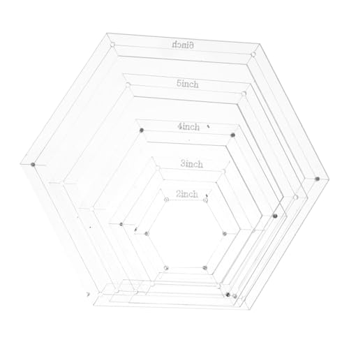 VILLCASE 5 Stück Teiliges Patchwork Lineal Hexagon Quilting Schablonen Acryl Nähvorlagen Vielseitig Für DIY Patchwork Quilten Präzise Schnittführung von VILLCASE