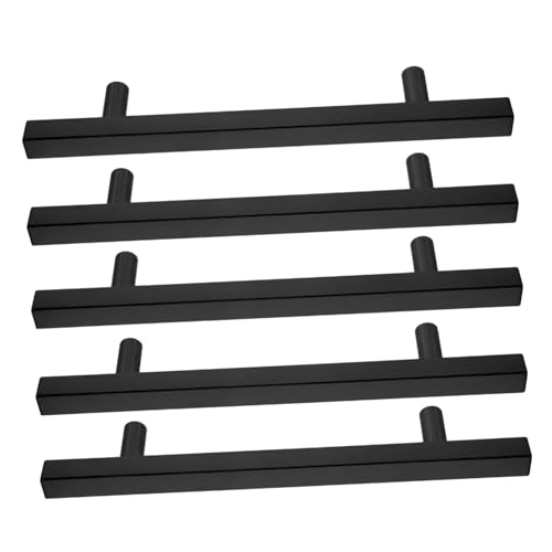 VILLCASE 5 Stück Teiliges Schwarze Küchenmöbelgriffe Langlebig Robust für Schränke Türen Kompatibel Modernes Design Einfache Montage von VILLCASE