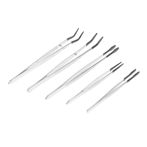 VILLCASE 5 Teiliges Set Aus Silbernen Gummipinzetten Präzisen Pinzetten Aus Gummi Und Edelstahl Sicheren Elektronikpinzetten von VILLCASE