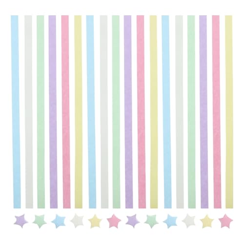 VILLCASE Papierstreifen zum Basteln, Origami Sterne Papierstreifen, Origami Papier Sterne in Pastellfarben, Kreative Faltstreifen für Dekoration, 6 Farben, 540 Streifen, Macaron-Farbe von VILLCASE
