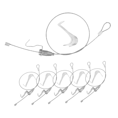 VILLCASE 6 Stück Robustes Teiliges Bildaufhängeset aus Edelstahl mit Verstellbarem Draht Sicherer Bilderschiene Halterung Flexibel Justierbare Stahlseil Haken für Wandbilder und Home Dekor von VILLCASE