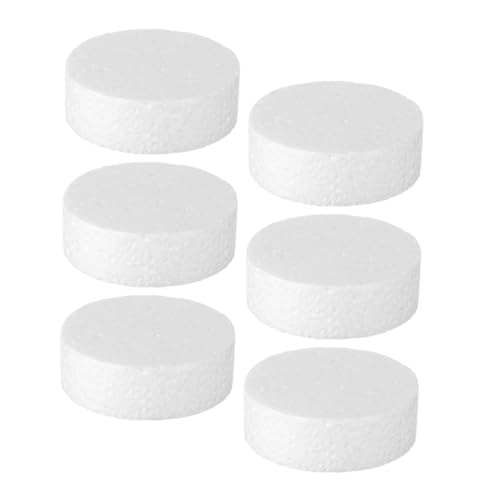 VILLCASE 6 Stück Runde Polystyrol-schaumscheiben Langlebige DIY Bastelkreise für Kunstprojekte Schulmodellbau Weihnachts Hochzeitsdekoration Stabile Schaumstoffzylinder von VILLCASE