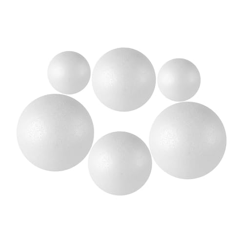 VILLCASE 6 Stück Teiliges Weiße Polystyrol schaumstoffkugeln in Leichte Glatte Bastelkugeln für Kunstprojekte Schulbedarf DIY Dekoration und Partygestaltung von VILLCASE
