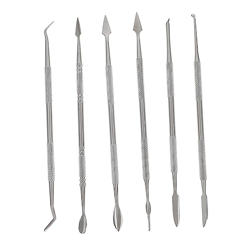 VILLCASE 6St Schnitzmesser aus Ton Modelliermasse - Polymer Ton-Kit Modellierset ton Werkzeug Clay Tools Töpferschnitzwerkzeug Schnitzwerkzeug-Kit Rostfreier Stahl Silver von VILLCASE