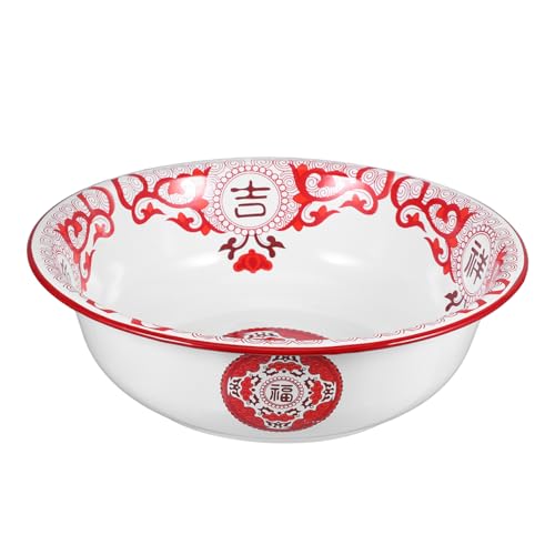 VILLCASE Becken Aus Emaille Suppe Ramen Schüssel Teigrührschüssel Emaillierte Schale Antikes Waschbecken Salat Rührschüssel Emailliertes Becken Vorspeisen-servierplatte Dessertschale Rot von VILLCASE