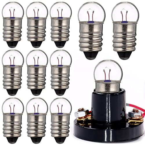 VILLCASE 10 Stück Kugellampe E10 2,5 V/0,3A Glühlampe, Schraubanschluss Glühlampen-Set E10 Glühbirne klare Birnen Glühbirnen-Kit Glas Kleine Glühbirnen Suite Die Glühbirne Student Zubehör von VILLCASE