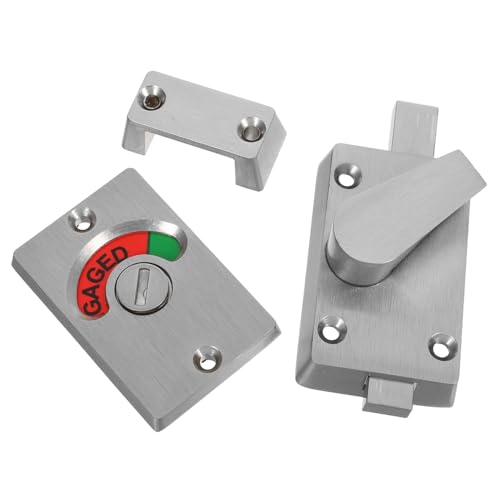 VILLCASE Edelstahl Türschloss mit Belegungsanzeige Privacy Bolt für Badezimmer Wc türen Einfache Montage Langlebiger Metallriegel Geeignet für Öffentliche Toiletten und Trennwände von VILLCASE