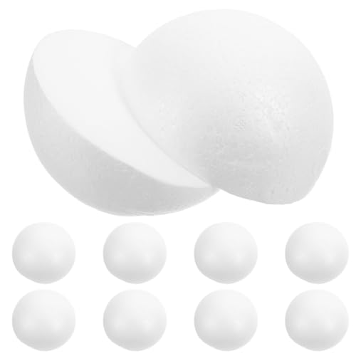 VILLCASE 10 Stück Styroporkugeln 10cm, Halbe Kugel Schaumstoffe, Styropor Kugel, Weiß, für DIY Bastelmaterialien und Dekorieren von VILLCASE