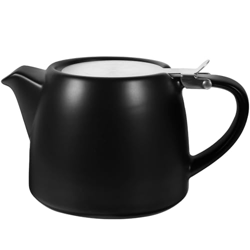 VILLCASE Keramik Teekannen mit Edelstahl-Teesieb, Teekannen 500ml, Halbglänzend Schwarz, Isolierkanne für Zuhause und Büro, Perfekt für Losen Tee von VILLCASE