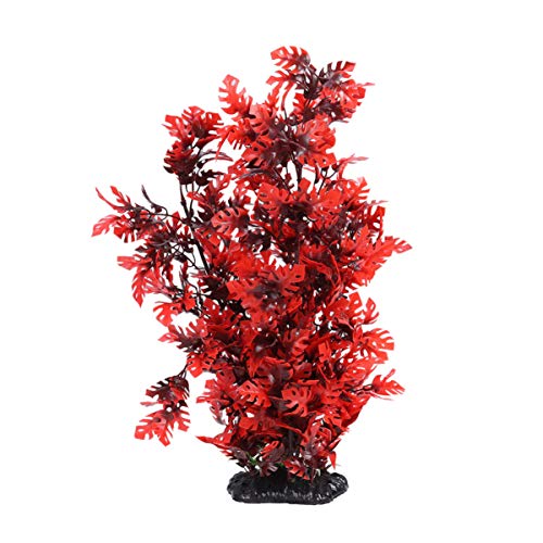 VILLCASE Künstliche Aquariumpflanzen für Aquarien, Dekoration, Aquarium, Dekoration, Ornament, künstliche Kunststoffpflanze, rot, 40 cm, Rot von VILLCASE