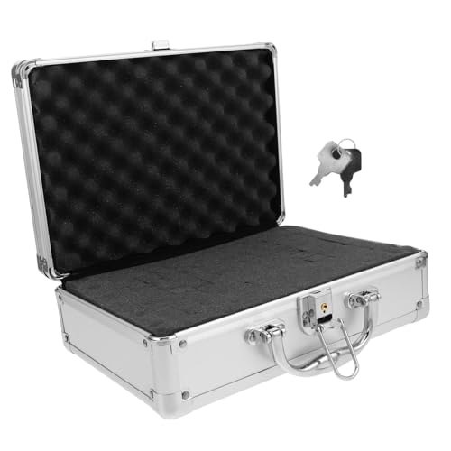 VILLCASE Metall Werkzeugkoffer mit Schloss Tragbare Aluminium Aufbewahrungsbox Lagigem Schaumstoff Stoßfest Multifunktional für Werkzeug Elektronik Dokumente Mikrofon Recorder von VILLCASE