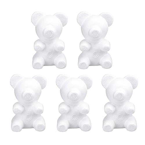 VILLCASE Modellierform In Form Eines Bären: 5 Stück Bastelschaumstoff Bär Weiß DIY Bastelbär Figur Tierskulpturen Schaumstoffbälle Für Valentinstag Blumenarrangement Geschenk 20 cm von VILLCASE