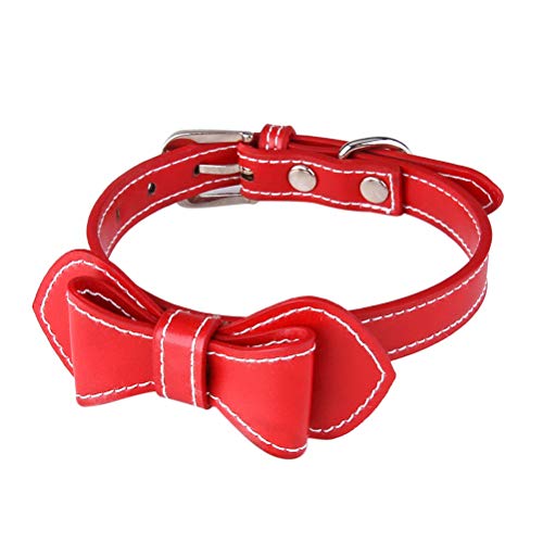 VILLCASE PU-Haustierhalsband mit Schleife, kreativer Haustier-Halsring, praktisches Halsband für Katzen, Hunde, Rot von VILLCASE